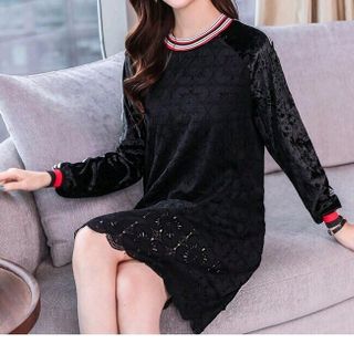 Đầm Ren Phối Nhung Xinh Xắn