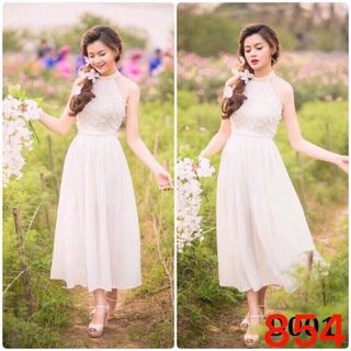 Đầm voan maxi phối ren