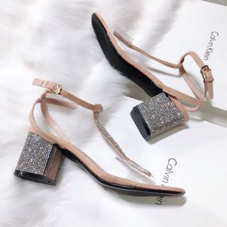 giày sandal got vuông đính hạt