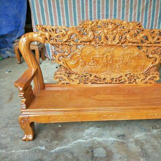 Bàn Ghế Gỗ Gõ Đỏ Chạm Rồng Bác Tiên cột 12