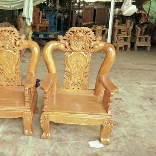 Bàn Ghế Gỗ Gõ Đỏ Chạm Rồng Bác Tiên cột 12