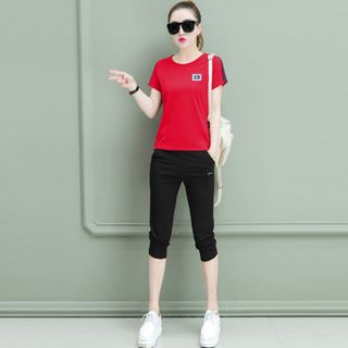 Set bộ lửng xanh lá logo da viền sọc tay