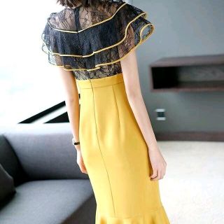 Đầm Cổ Phối Tua Lụa