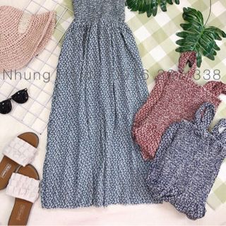 Đầm maxi nhíu thun Hoa nhí