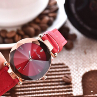 Đồng hồ da nhung nữ mặt gương