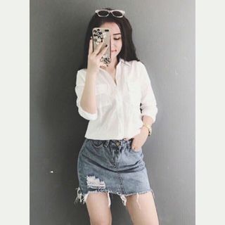 sơ mi trắng 2 túi