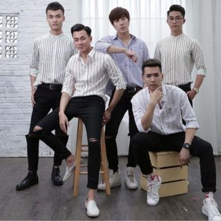Sơ mi kẻ lụa không nhăn dáng body giá sỉ