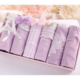 Hộp Quà Tặng 6 Quần Lót Nữ Cotton Xinh Xắn - Set Màu Tím giá sỉ