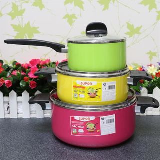 Bộ 3 Nồi Chống Dính Supor S08A-T3