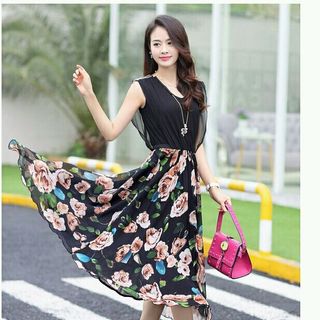 Đầm xòe vintagen tùng hoa