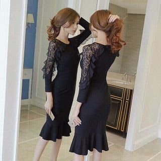 Đầm ôm đuổi cá vai ren viền bèo