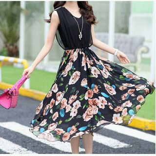Đầm xòe vintagen tùng hoa