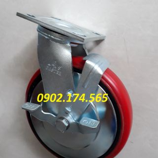 Bánh xe PU Hàn Quốc phi 200 xoay có khóa giá sỉ