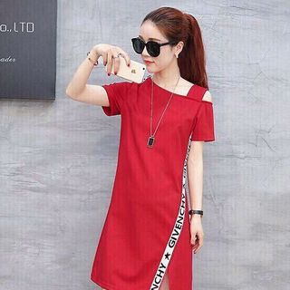Đầm suông lệnh vai viền chữ