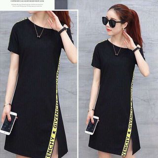 Đầm suông lệnh vai viền chữ