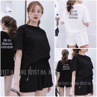SET ÁO THUN CHỮ KÈM QUẦN SHORTS