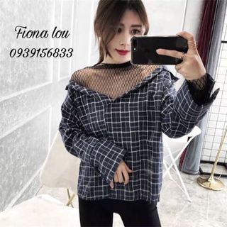 áo sơmi phối lưới và len