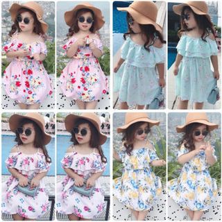Váy maxi lanh lụa 2 dây cho bé 1-7T