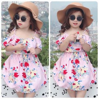 Váy maxi lanh lụa 2 dây cho bé 1-7T