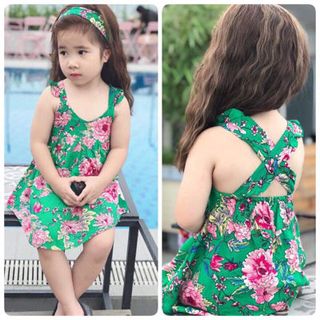 Váy lanh đan lưng cho bé 1-7T