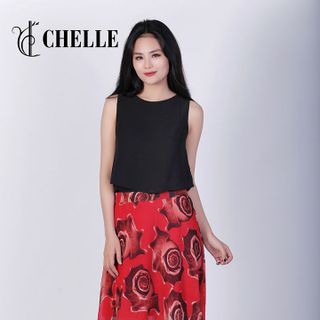 set Áo croptop 2 lớp và Chân váy xòe viền gấu