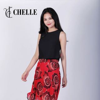 set Áo croptop 2 lớp và Chân váy xòe viền gấu