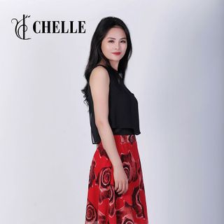 set Áo croptop 2 lớp và Chân váy xòe viền gấu