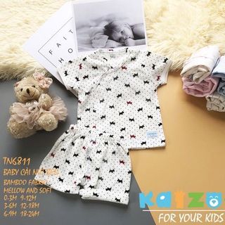 Bộ Ngắn Tay Hình Chú Chó Chấm Bi Bamboo TN6811
