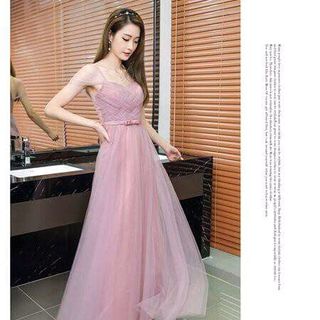 ĐẦM MAXI TRỄ VAI LƯỚI XẾP NHẸ NHÀNG