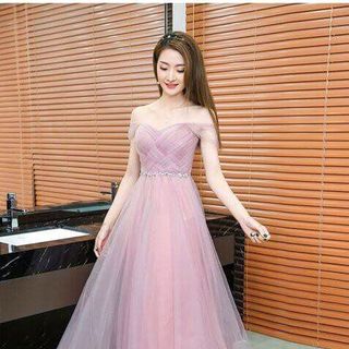 ĐẦM MAXI TRỄ VAI LƯỚI XẾP NHẸ NHÀNG