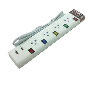 Ổ cắm điện 4 ổ cắm đa năng 4 công tắc có nắp che bảo vệ 2 cổng USB Dây dài 3m MU53