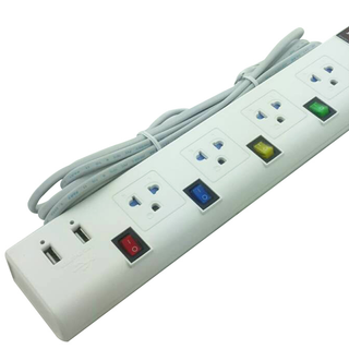 Ổ cắm điện 4 ổ cắm đa năng 4 công tắc có nắp che bảo vệ 2 cổng USB Dây dài 3m MU53