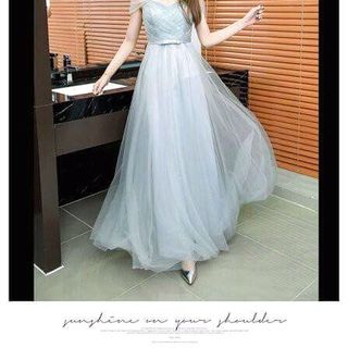 ĐẦM MAXI TRỄ VAI LƯỚI XẾP XANG NGỌC Y HÌNH