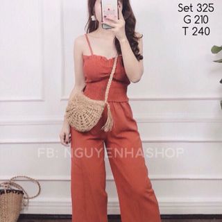 SET QUẦN ỐNG RỘNG ÁO DÂY NHÚN