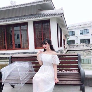 đầm lưới phối ren bẹt vai