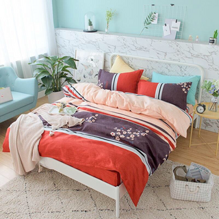 Bộ chăn ga gối cotton thô HQ đã trần bông