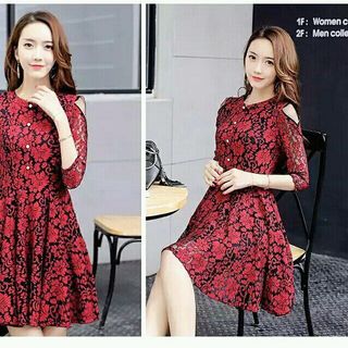Đầm xòe ren quảng châu