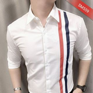 Áo Sơ Mi In Sọc/Họa Tiết Tay Dài