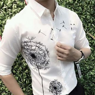 Áo Sơ Mi In Sọc/Họa Tiết Tay Dài