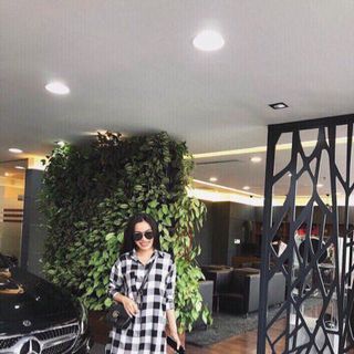 Đầm sơmi caro phối ren