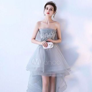 ĐẦM XÒE CUP XẾP ĐUÔI TÔM XÒE PHỒNG 3 TẦNG RẤT ĐẸP MÀU XÁM