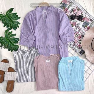 Áo sơmi cổ trụ Nút ngược phía sau