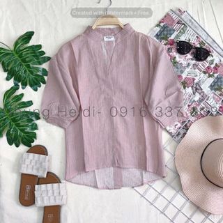 Áo sơmi cổ trụ Nút ngược phía sau
