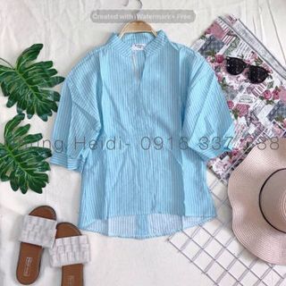 Áo sơmi cổ trụ Nút ngược phía sau