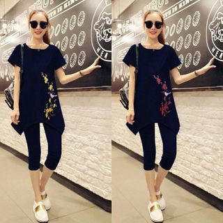 Đồ bộ lửng thêu hoa