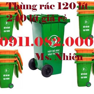 Bán thùng rác nhựa hdpe màu xanh nắp kín- thùng rác 120 lít 240 lít giá rẻ