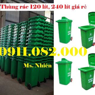 Bán thùng rác nhựa hdpe màu xanh nắp kín- thùng rác 120 lít 240 lít giá rẻ giá sỉ