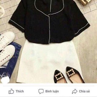 Áo sơmi voan viền đơn giản