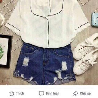 Áo sơmi voan viền đơn giản