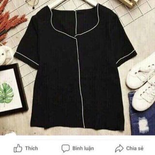 Áo sơmi voan viền đơn giản